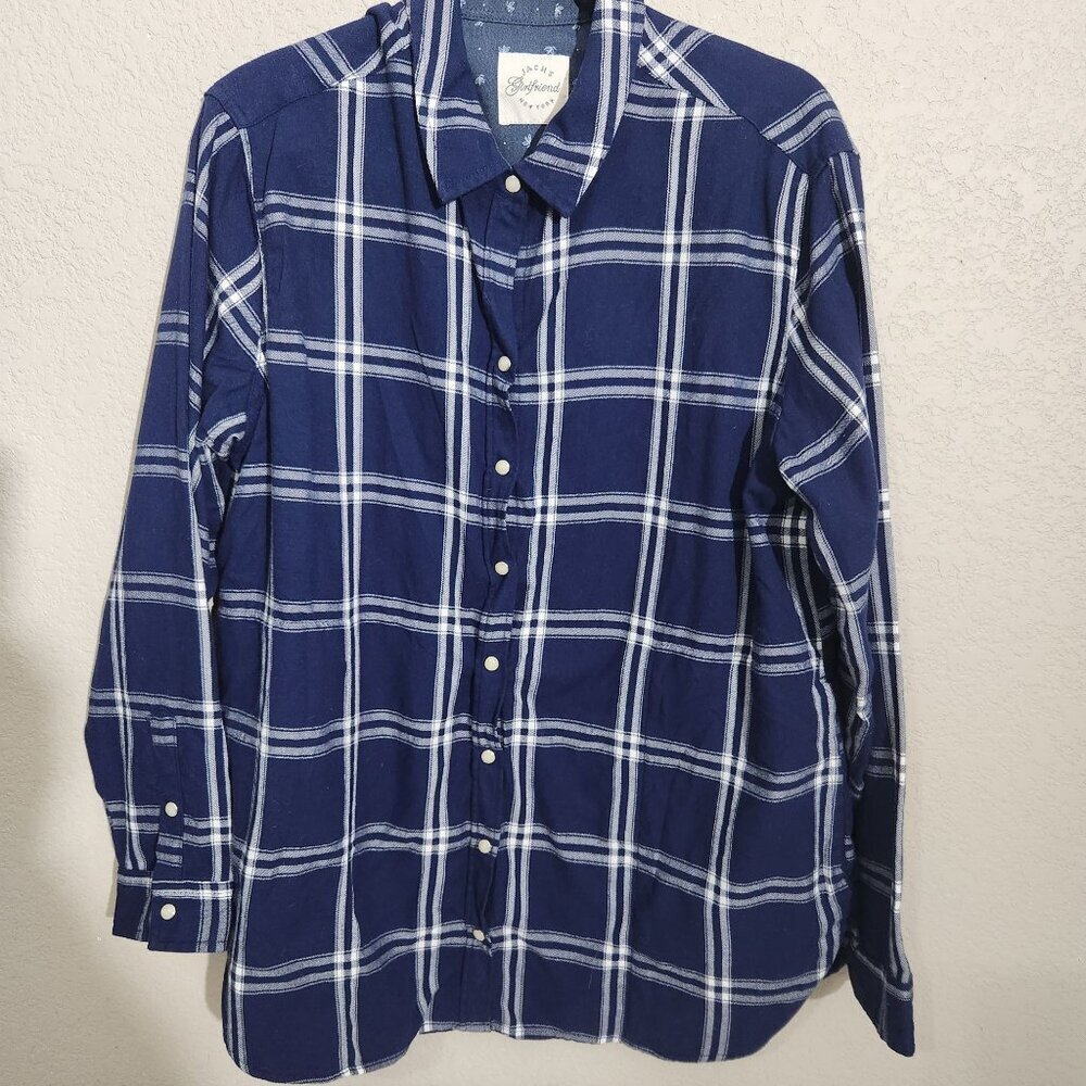 Jachs Girlfriend Shirt XL Blue & White Plaid